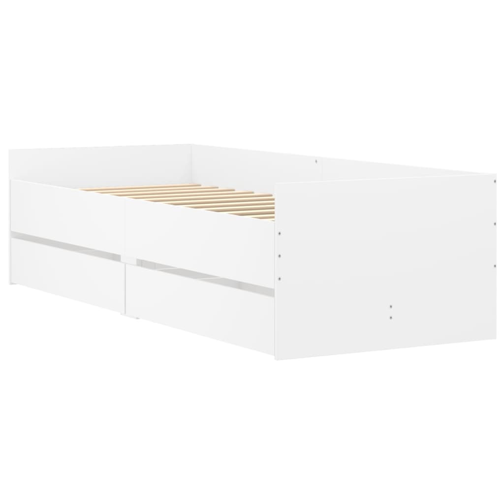 estructura de cama vita 2 cajones + panel trasero blanco 100x200 cm fondo blanco lateral