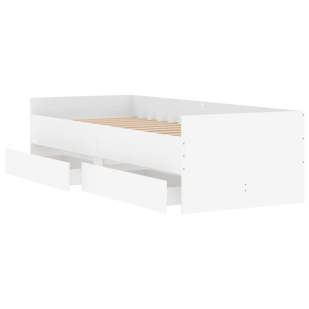 estructura de cama vita 2 cajones + panel trasero blanco 100x200 cm cajones