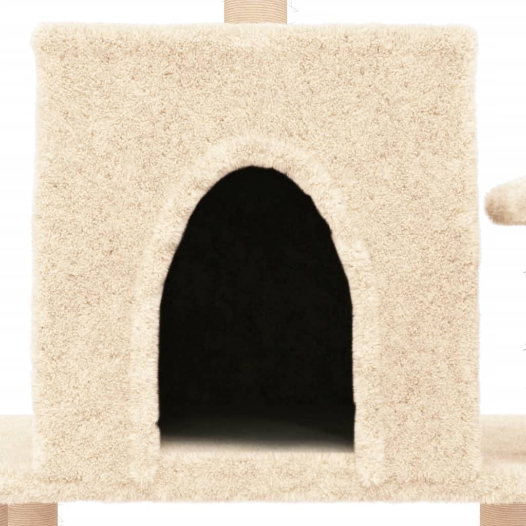 Rascador para gatos con postes de sisal crema 122 cm 7