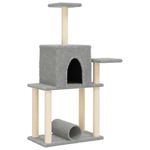 Rascador para gatos con postes de sisal gris claro 122 cm 2