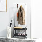 Perchero zapatero Kanto Homcom 2 cestas negro 152,5x56,5x31,5 cm animada