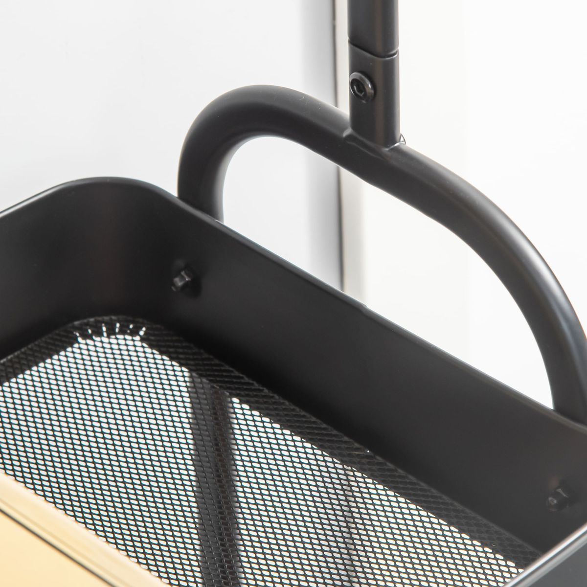 Perchero zapatero Kanto Homcom 2 cestas negro 152,5x56,5x31,5 cm detalle cestas