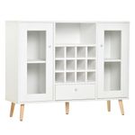 Aparador de cocina Byron Homcom 2 puertas + 1 cajón + botellero blanco 80x100x33 cm 2
