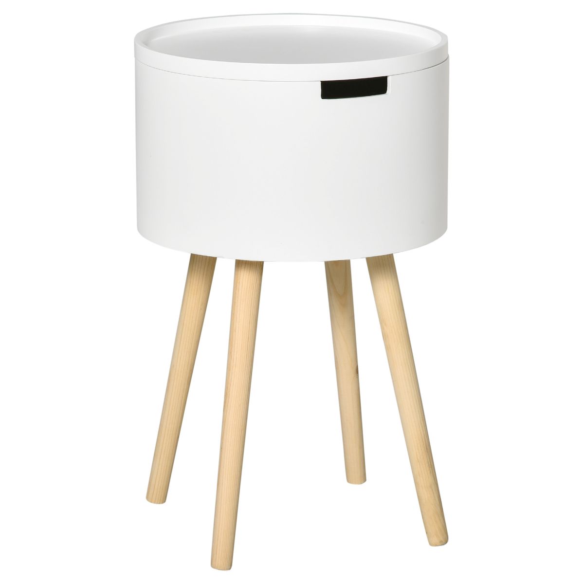 Mesita de noche Loiza Homcom redonda blanco Ø38 x 63 cm fondo blanco