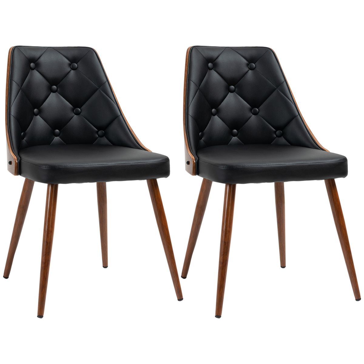 Pack de 2 sillas de comedor Mel Homcom cuero sintético negro 2