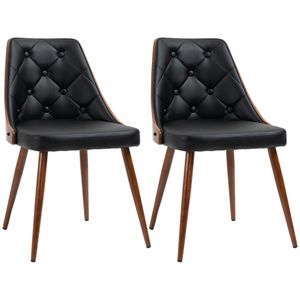 Pack de 2 sillas de comedor Mel Homcom cuero sintético negro