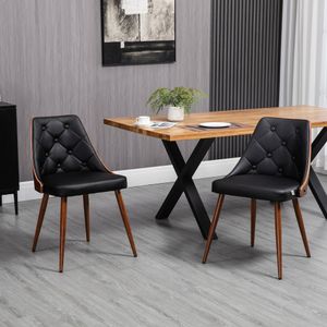 Pack de 2 sillas de comedor Mel Homcom cuero sintético negro