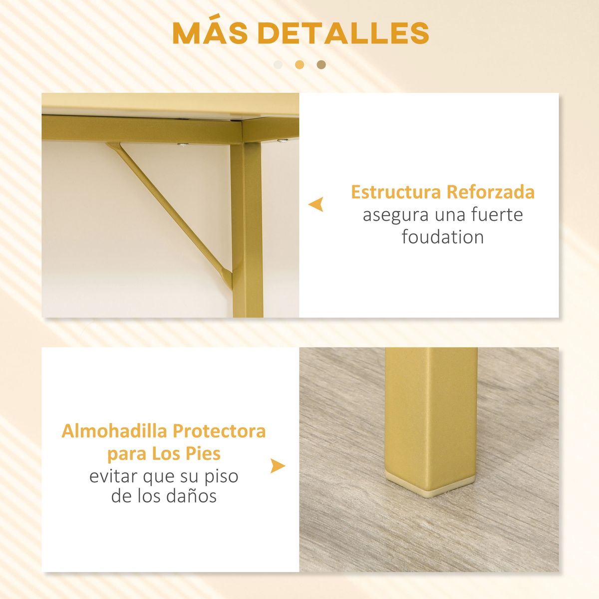 Mueble recibidor Caps Homcom armario + estante abierto blanco/dorado 80,5x80x30 cm detalles patas