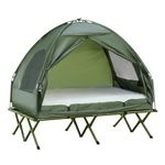 Tienda de campaña Vision Outsunny plegable con colchón doble verde 180x193x145 cm fondo blanco