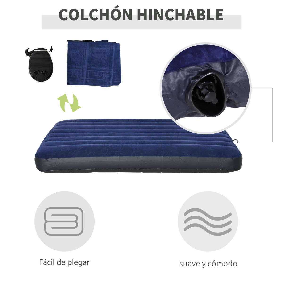 Tienda de campaña Vision Outsunny plegable con colchón doble verde 180x193x145 cm detalles