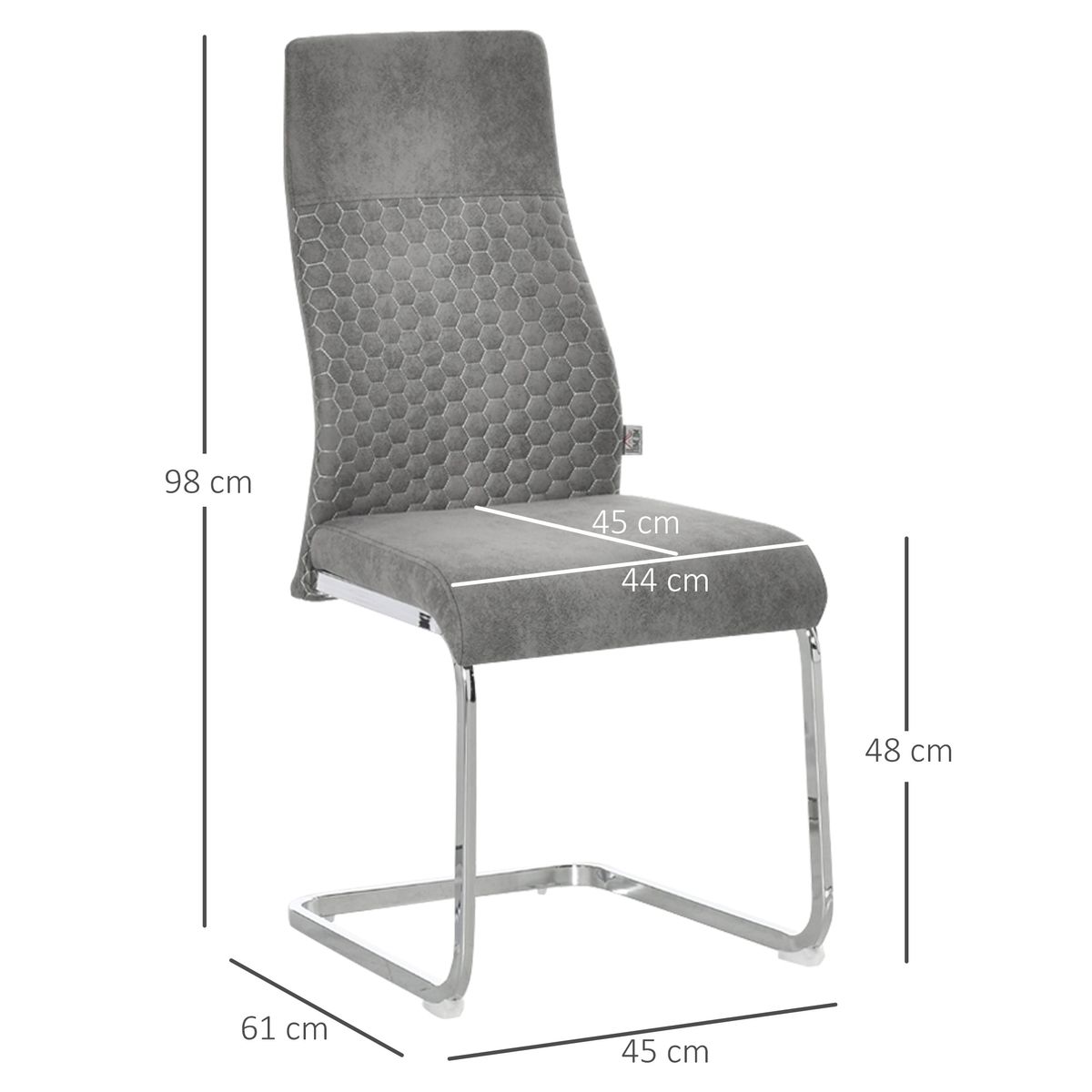 Pack de 4 sillas de comedor Cali Homcom acolchadas gris 3