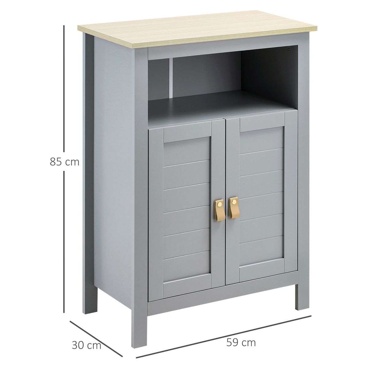 Armario auxiliar Velmar Kleanklin 2 puertas + estante gris 85x59x30 cm medidas