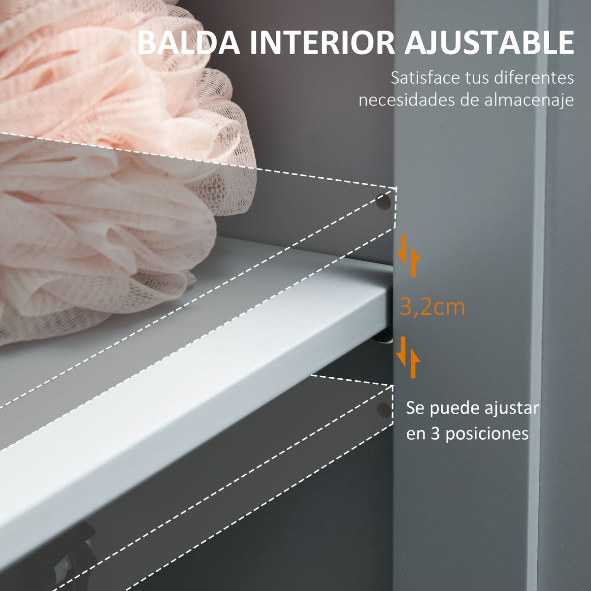 Armario auxiliar Velmar Kleanklin 2 puertas + estante gris 85x59x30 cm detalle esquina