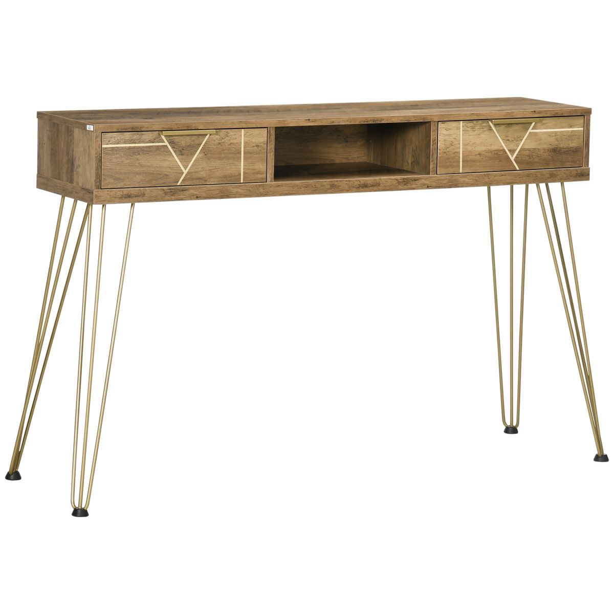 Mueble recibidor Belice Homcom 2 cajones + estante abierto natural 79x120x29 cm fondo blanco