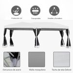 Carpa de jardín Sure Outsunny plegable con 6 mosquiteras blanco 6x3 m web