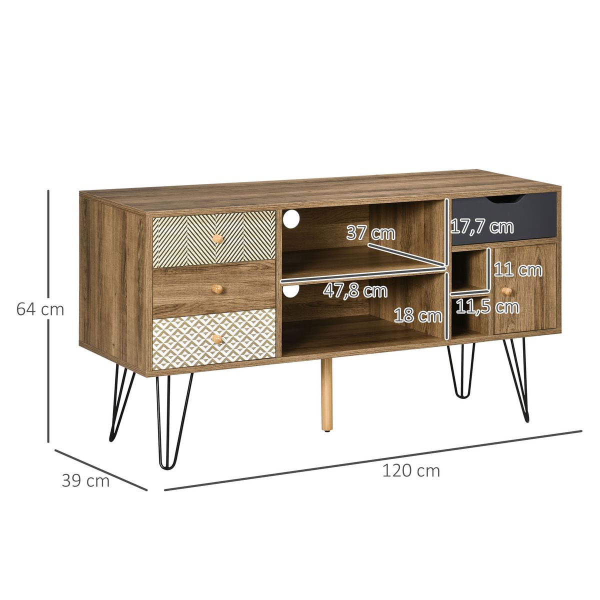 Mueble-bajo-de-TV-Exotic-Homcom-estilo-boho-marron-64x120x39-cm-medidas