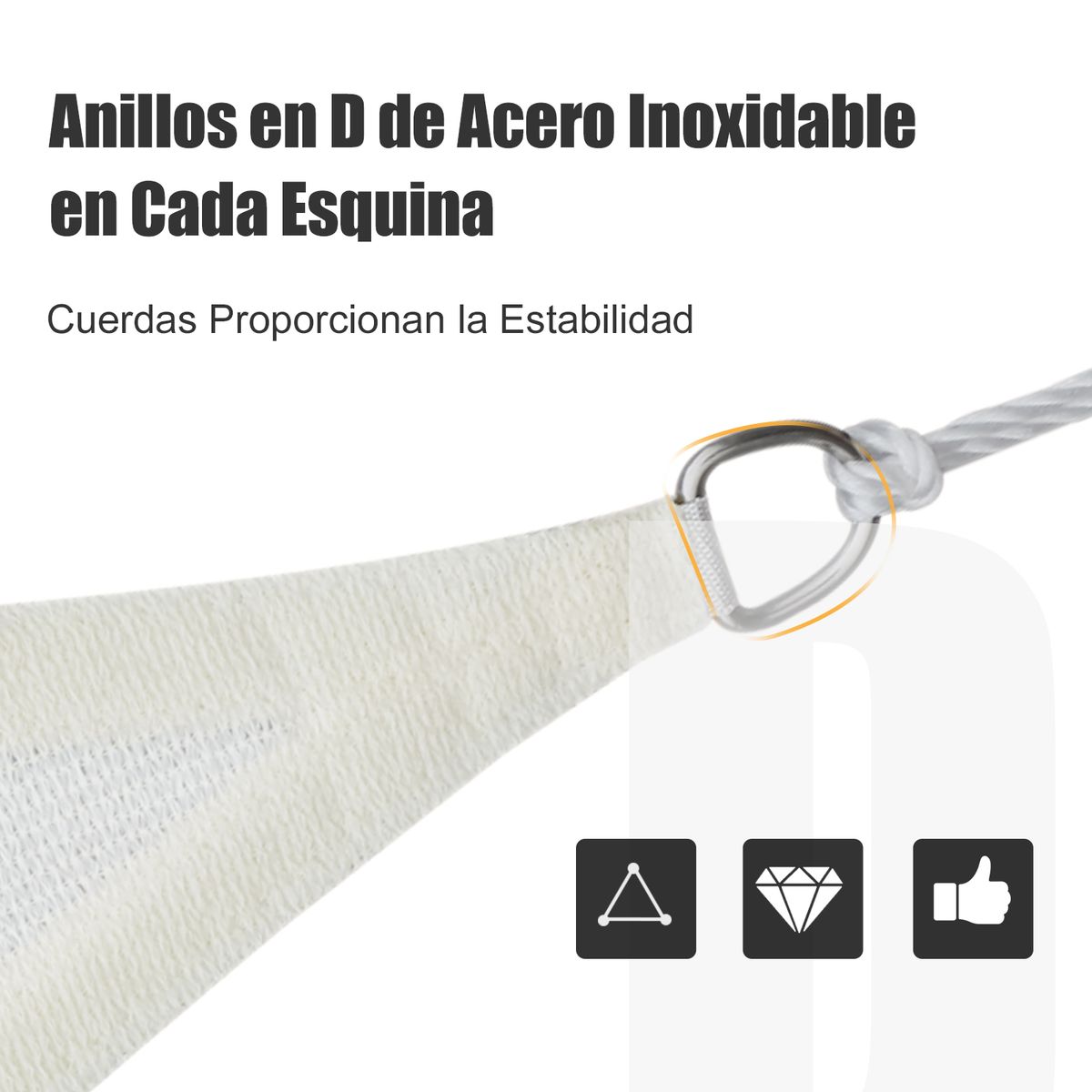 Toldo vela rectangular Vision Outsunny crema 4x3 m web enganche toldo