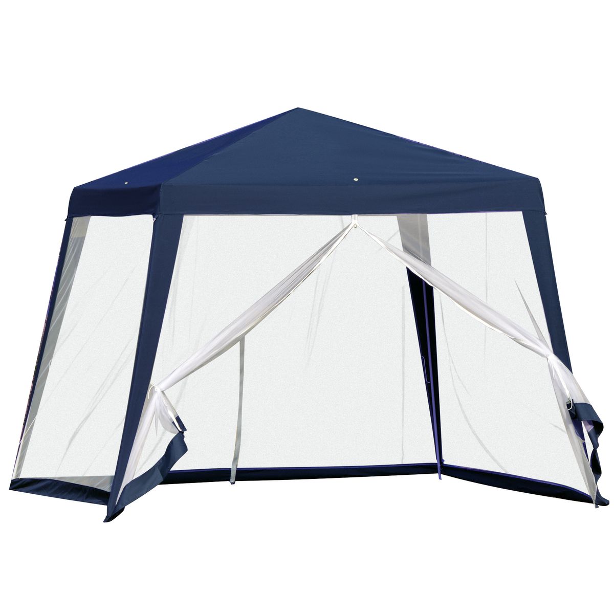Carpa de jardín Balik Outsunny con mosquitera azul 3x3 m fondo blanco