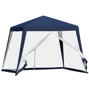 Carpa de jardín Balik Outsunny con mosquitera azul 3x3 m