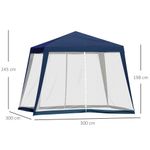 Carpa de jardín Balik Outsunny con mosquitera azul 3x3 m medidas