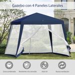 Carpa de jardín Balik Outsunny con mosquitera azul 3x3 m web