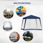 Carpa de jardín Balik Outsunny con mosquitera azul 3x3 m detalles funciones