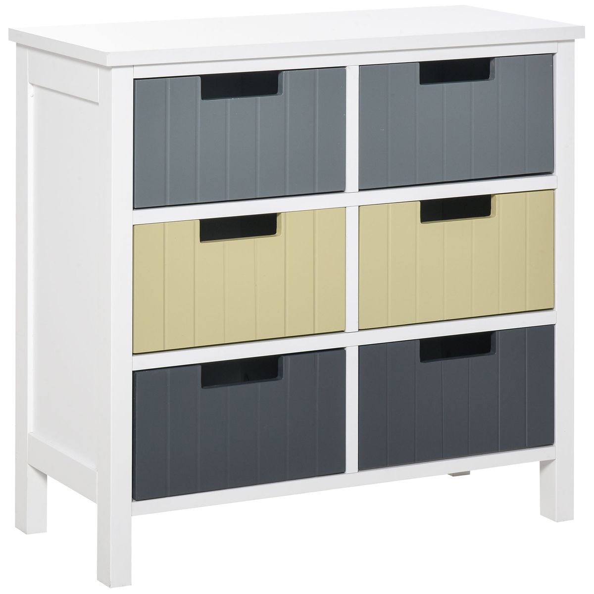 Cómoda Durham Homcom 6 cajones multicolor 58x62x28 cm fondo blanco