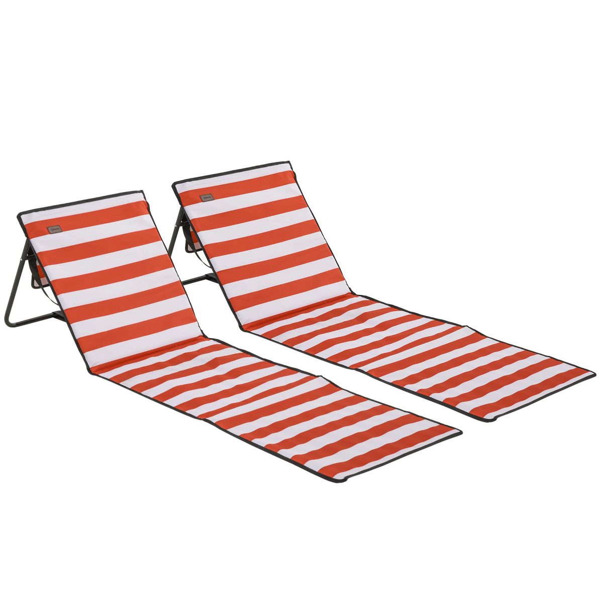 Pack de 2 esterillas de playa outsunny blanco/rojo 40x142x51 cm fondo blanco