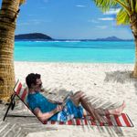 Pack de 2 esterillas de playa outsunny blanco/rojo 40x142x51 cm animada