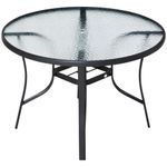Mesa de cristal de jardín Outsunny redonda con agujero negro Ø106,5X71 cm