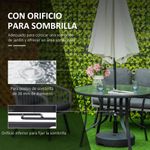Mesa de cristal de jardín Outsunny redonda con agujero negro Ø106,5X71 cm 4