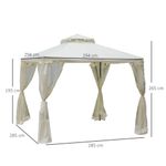Carpa de jardín Otti Outsunny 4 cortinas crema 3x3 m medidas