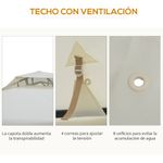 Carpa de jardín Otti Outsunny 4 cortinas crema 3x3 m partes