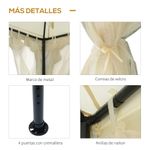 Carpa de jardín Otti Outsunny 4 cortinas crema 3x3 m detalles