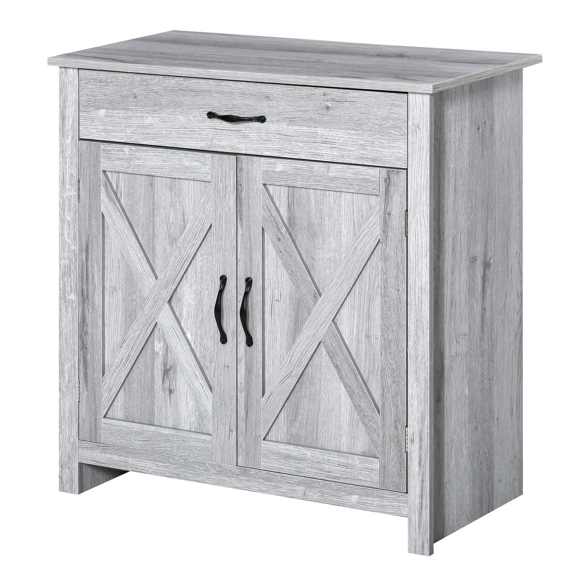 Aparador de cocina Tomas Homcom 1 cajón + 2 puertas gris 80x80x39,7 cm 2