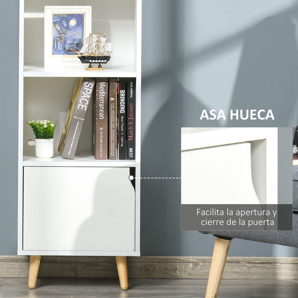 Estantería Carolina Homcom 3 estantes abiertos blanco 129,5x40x30 cm web
