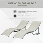 Pack de 2 tumbonas Outsunny plegables forma de S beige 5
