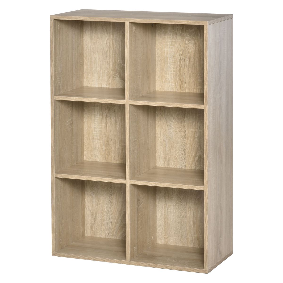 Estantería Corozal Homcom 6 módulos natural 97,5x65,5x30 cm fondo blanco