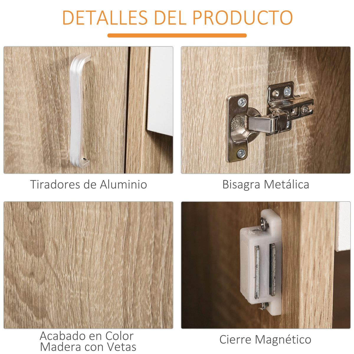 Mueble zapatero San Lorenzo Homcom 3 puertas 18-27 pares natural/blanco 132x84x30 cm 6