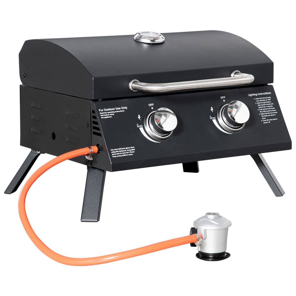 Barbacoa de mesa Outsunny 2 quemadores negro 2