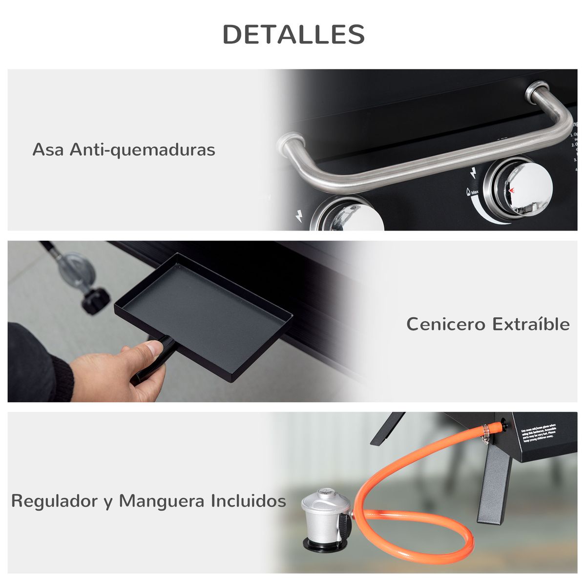 Barbacoa de mesa Outsunny 2 quemadores negro 6