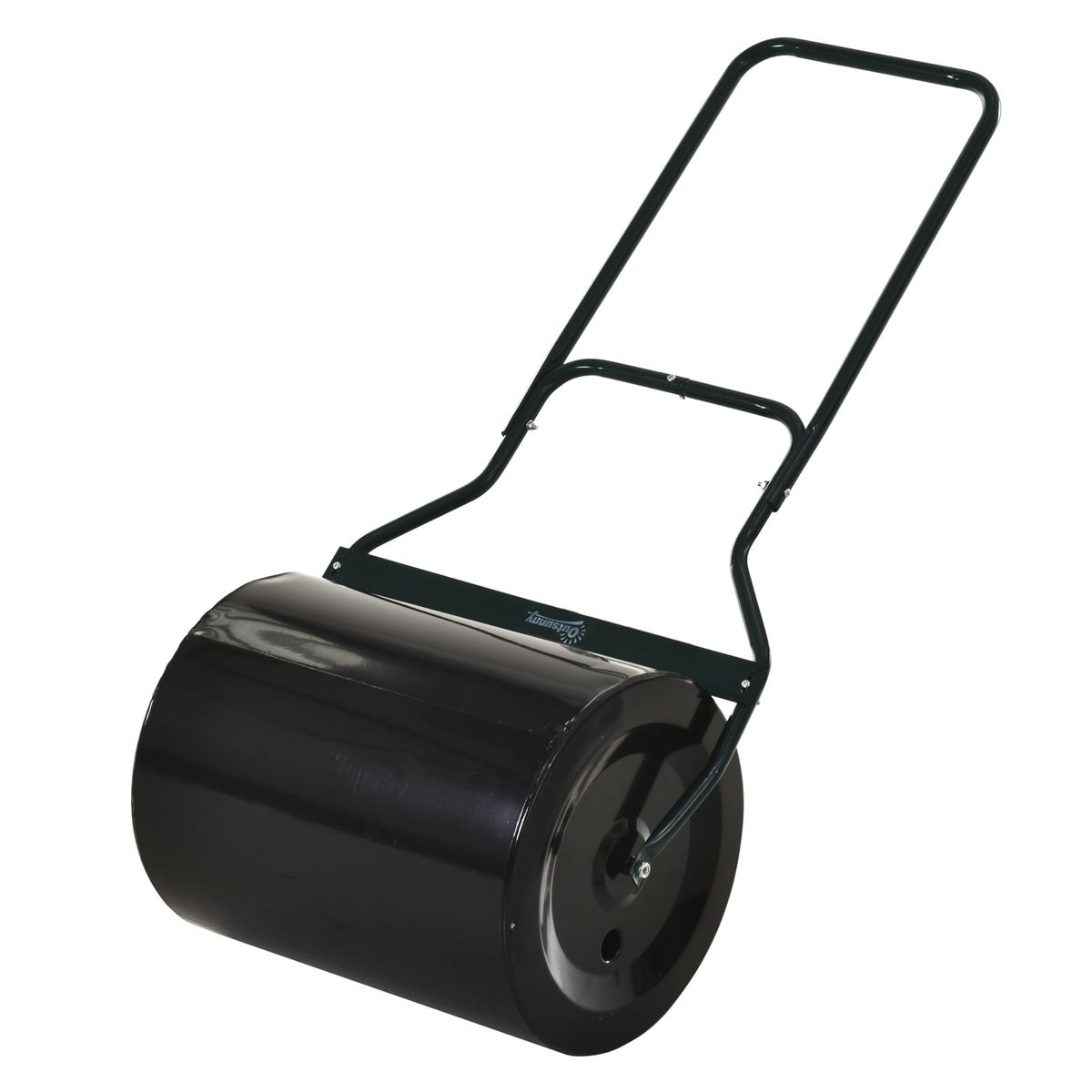 Apisonadora de césped Outsunny 60L negro Ø50 cm fondo blanco