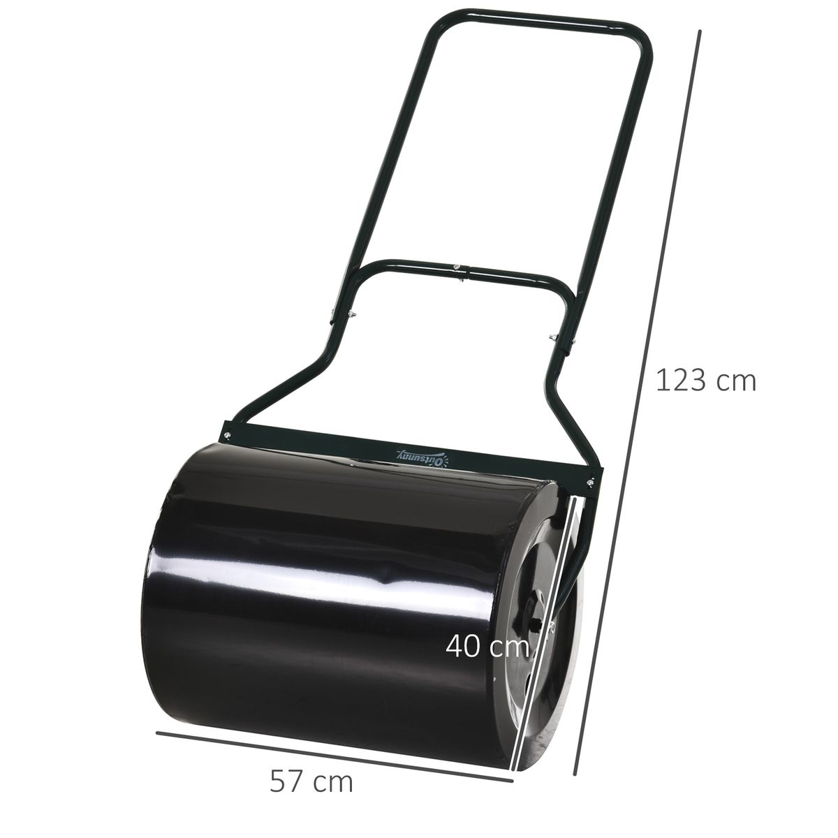 Apisonadora de césped Outsunny 60L negro Ø50 cm medidas