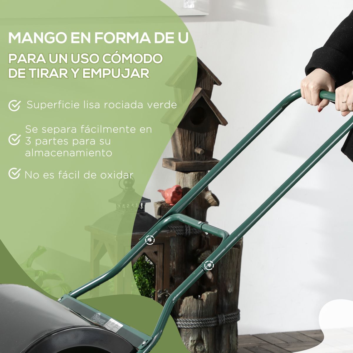 Apisonadora de césped Outsunny 60L negro Ø50 cm internet