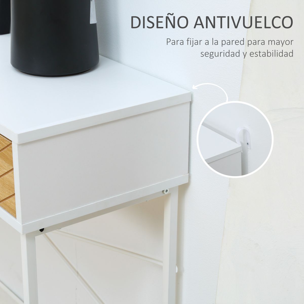 Recibidor Graham Homcom 2 cajones blanco/natural 75x100x30 cm esquina