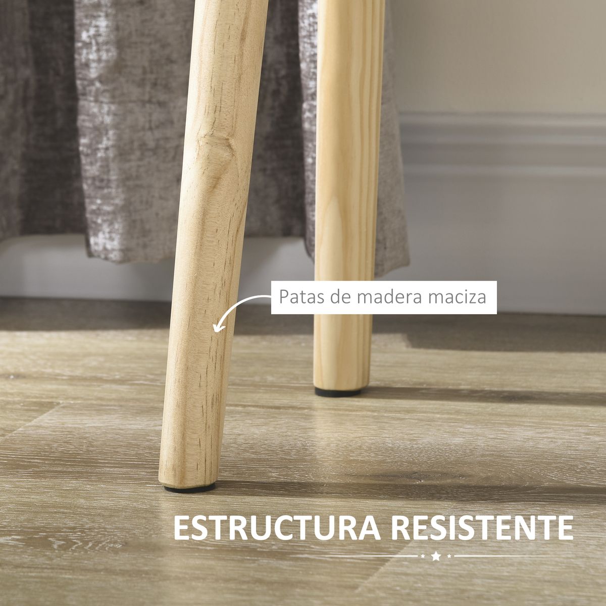 Pack de 2 mesitas de noche Florida Homcom 1 cajón blanco/natural 60x40,5x30,5 cm detalle patas