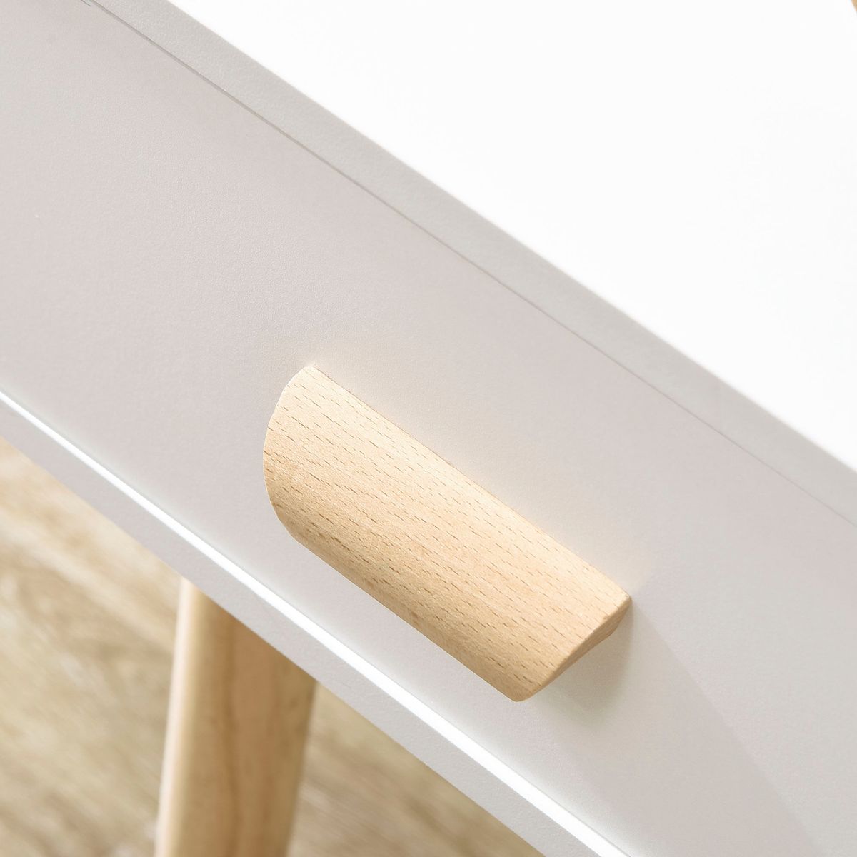 Pack de 2 mesitas de noche Florida Homcom 1 cajón blanco/natural 60x40,5x30,5 cm detalle tirador