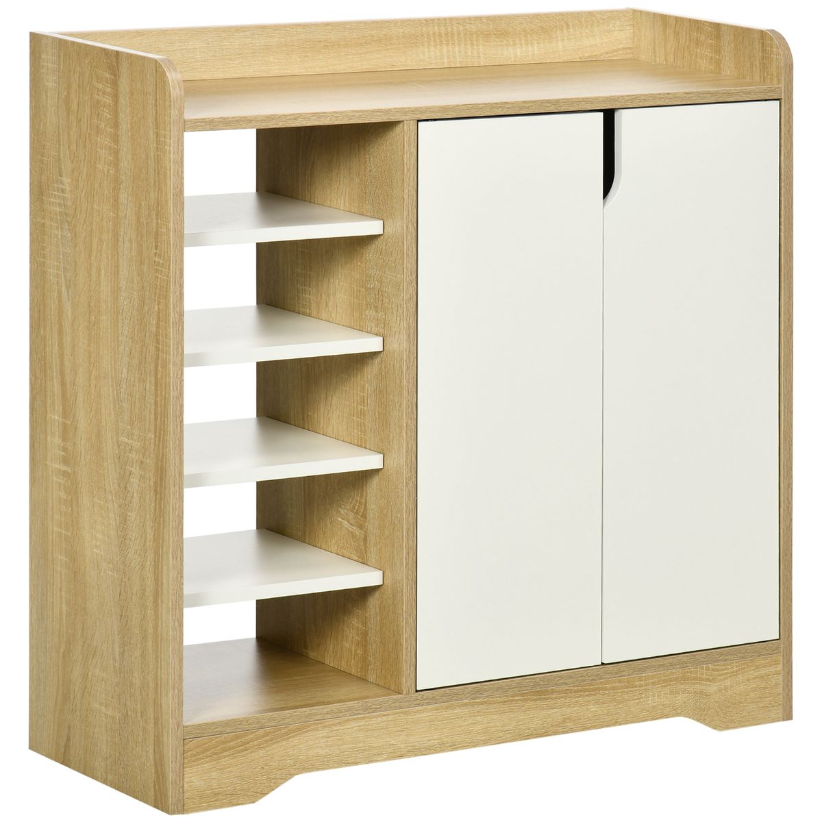 Zapatero Kalos Homcom 2 puertas + 5 estantes 13 pares natural/blanco 80x80x30 cm fondo blanco