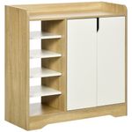 Zapatero Kalos Homcom 2 puertas + 5 estantes 13 pares natural/blanco 80x80x30 cm fondo blanco