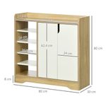 Zapatero Kalos Homcom 2 puertas + 5 estantes 13 pares natural/blanco 80x80x30 cm medidas